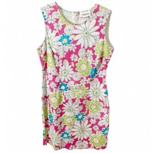 Chadwick’s Sleeveless Floral Multicolor Sheath Mini Dress Print Rounded Neckline